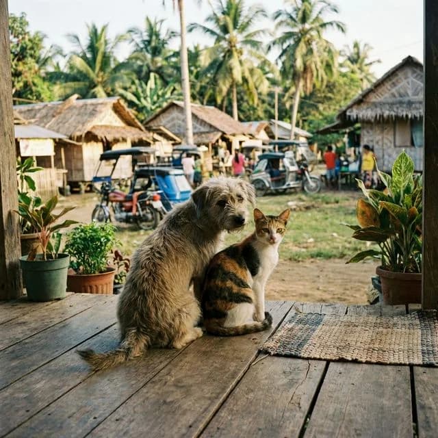 Dog and cat together